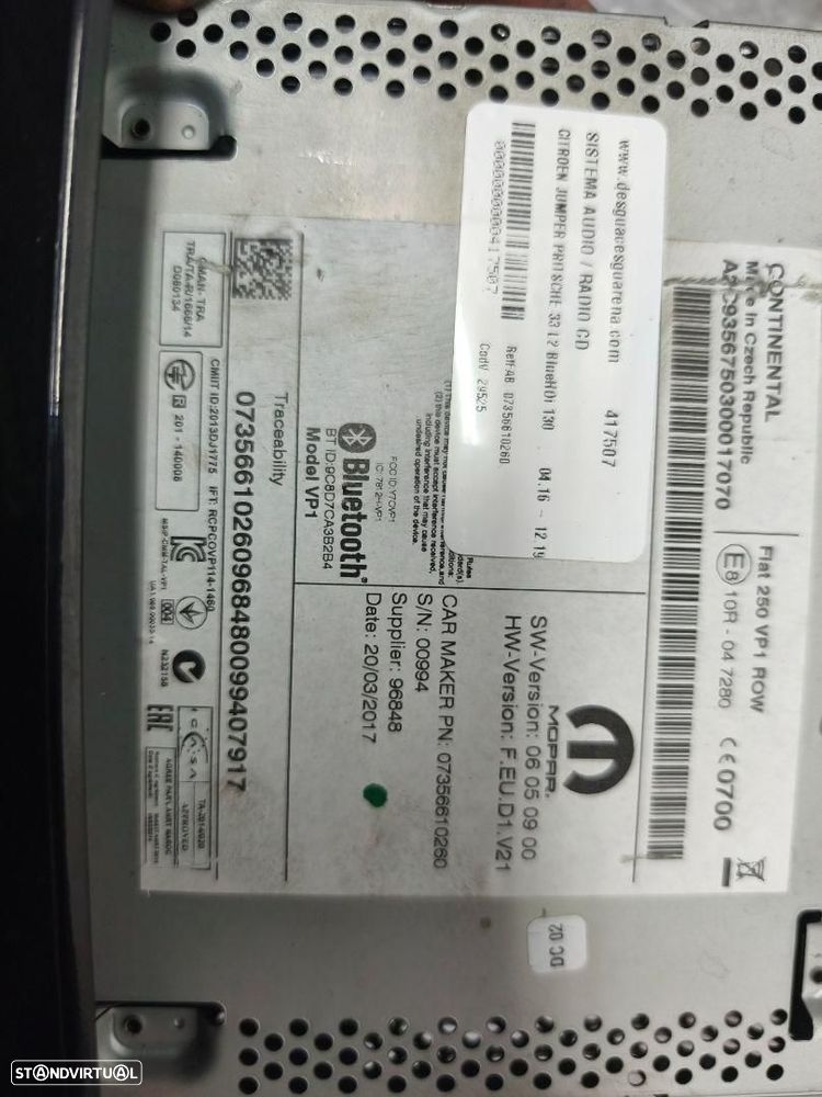 SISTEMA DE ÁUDIO RÁDIO CD CITROEN JUMPER CAMIÓN - 4