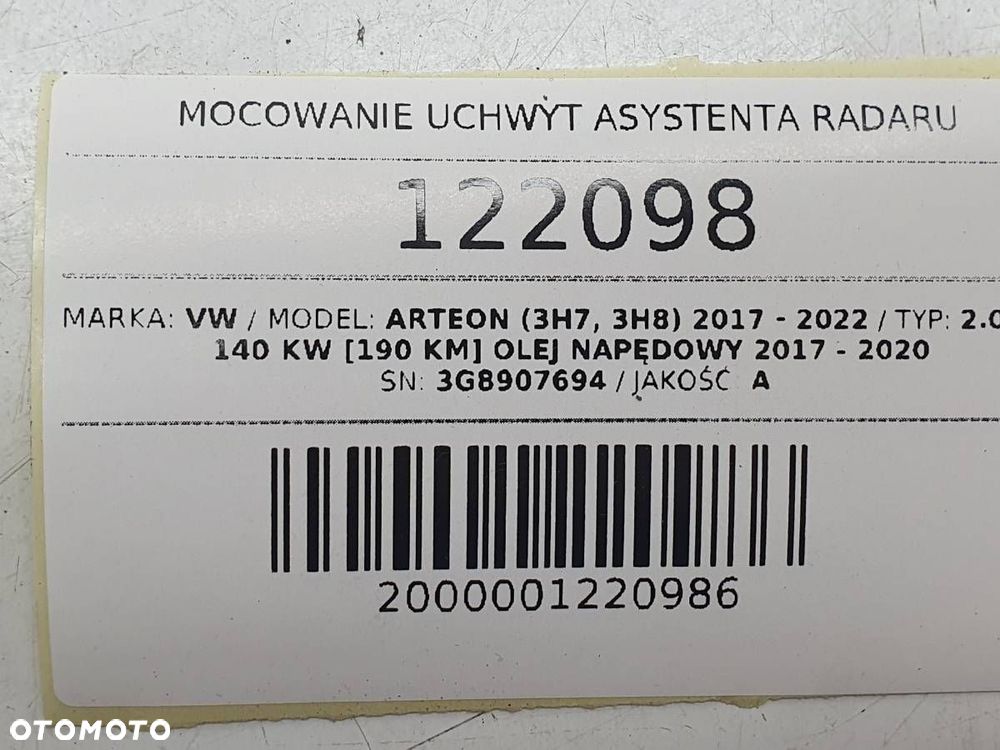 MOCOWANIE UCHWYT ASYSTENTA RADARU VW ARTEON 3G8907694 - 5