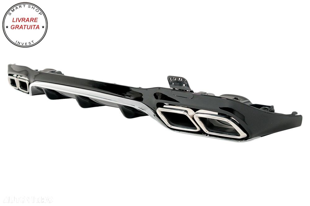 Difuzor Bara Spate cu Ornamente Toba Crom Mercedes E-Class W213 Sport Line (2016-2- livrare gratuita - 2