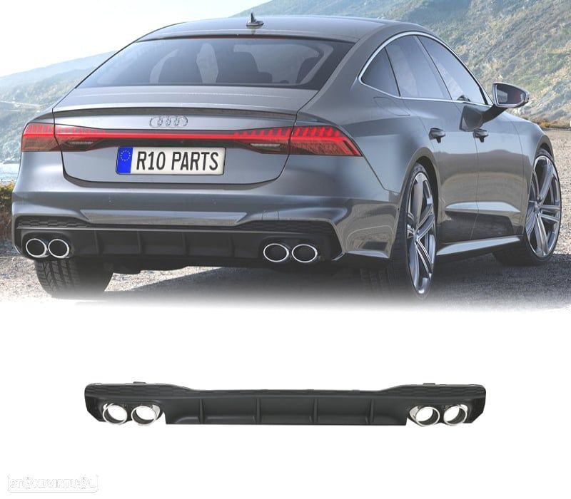 DIFUSOR AUDI A7 S LINE 19- LOOK RS7 + PONTEIRAS DE ESCAPE CROMADO - 1