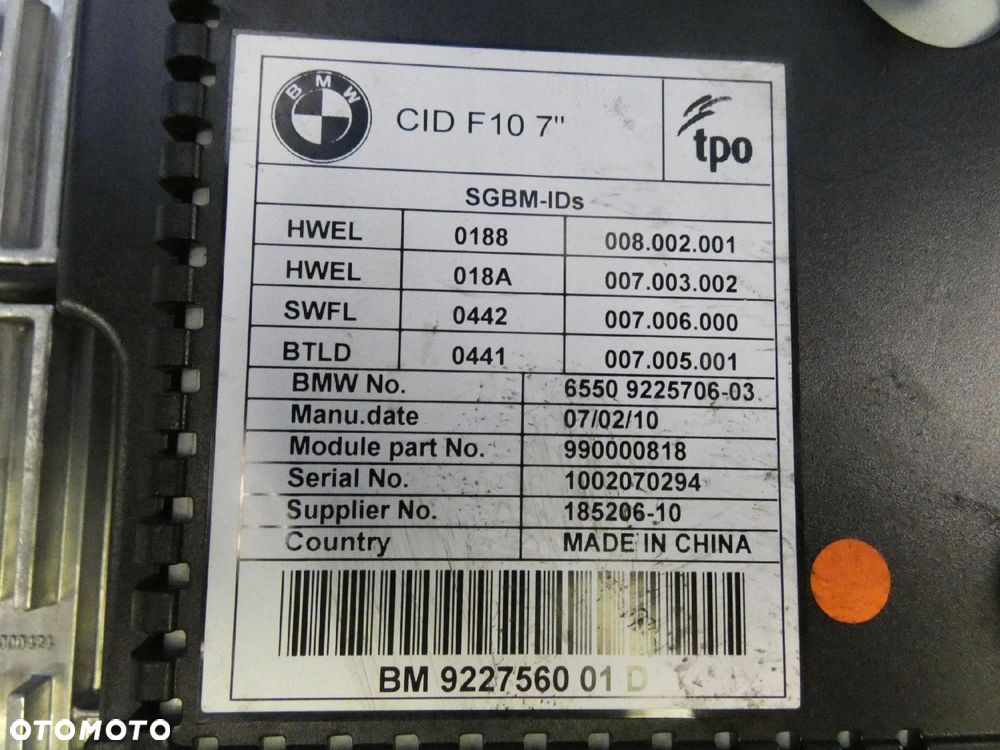 BMW 5 F10 F11 MONITOR WYŚWIETLACZ RADIA NAWIGACJI - 2