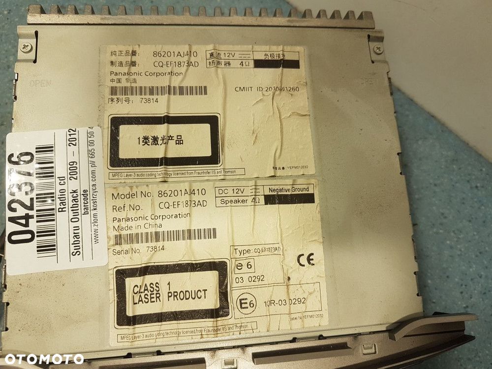 SUBARU OUTBACK IV RADIO CD 86201AJ410 - 4