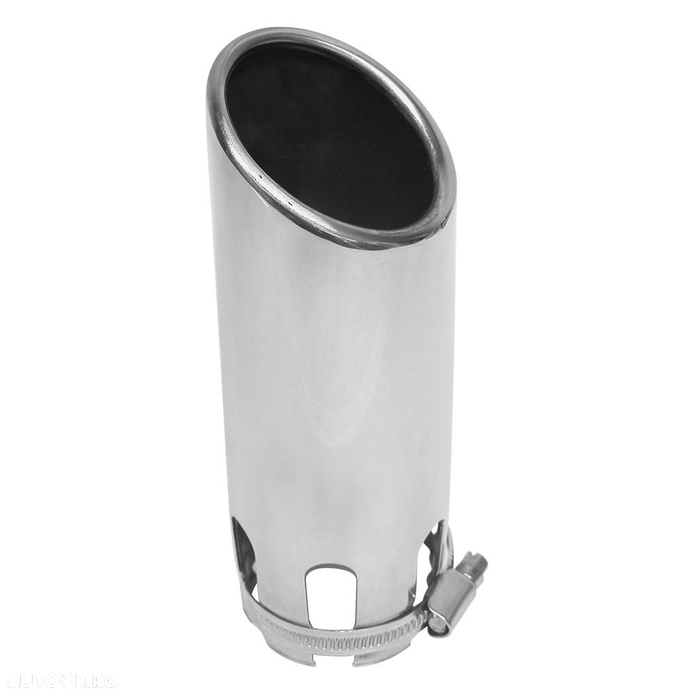 Ornament toba Carpoint, inox, model oval ; diametru = 30-50mm intrare; 60mm iesire ; 170mm lungime - 1