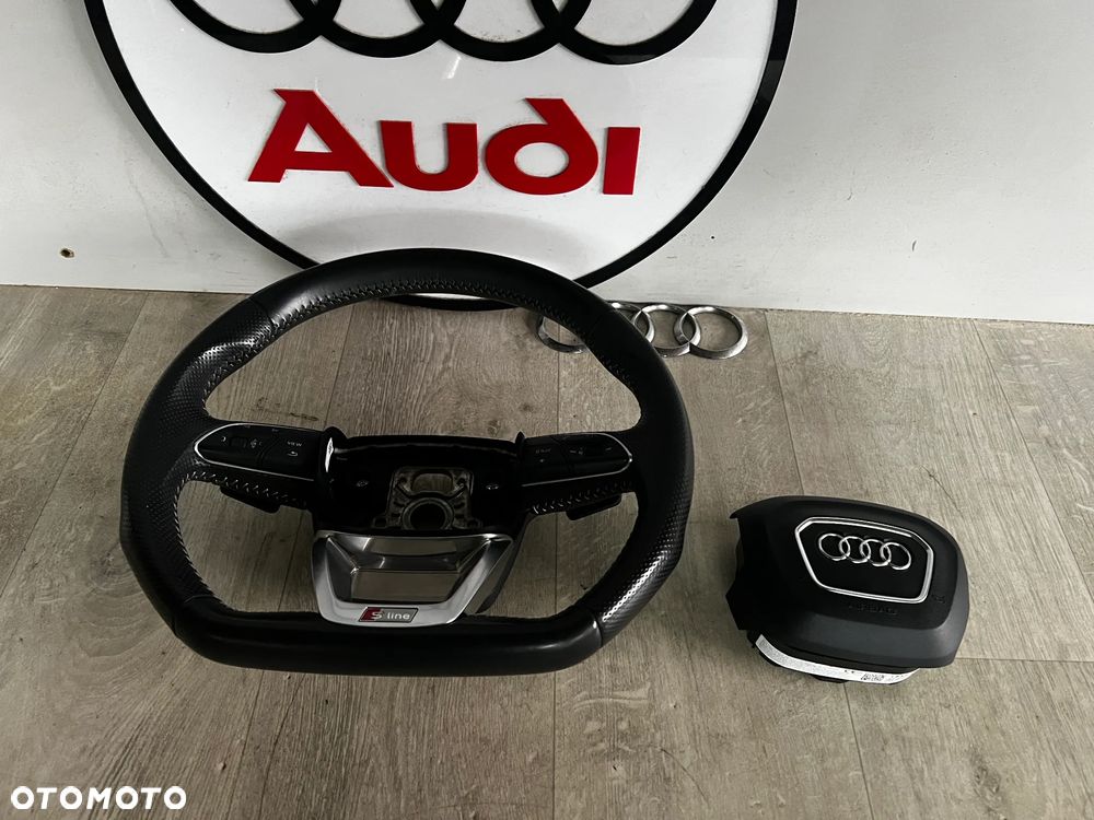 KIEROWNICA MULTIFUNKCJA SKÓRZANA SKÓRA ŁOPTKI AIRBAG AUDI Q7 Q8 A4 A5 S-LINE 4M0419091T 8W0880201AL