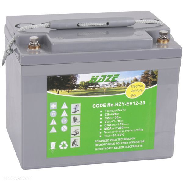 Akumulator HAZE HZY EV 12 - 33 GEL 36Ah 195130160 - 10,2 kg - 1