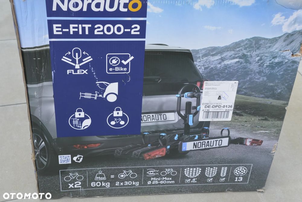 Bagażnik rowerowy na hak holowniczy NORAUTO E-FIT 200-2 na 2 rowery kompatybilny z rowerem elektrycznym - 13