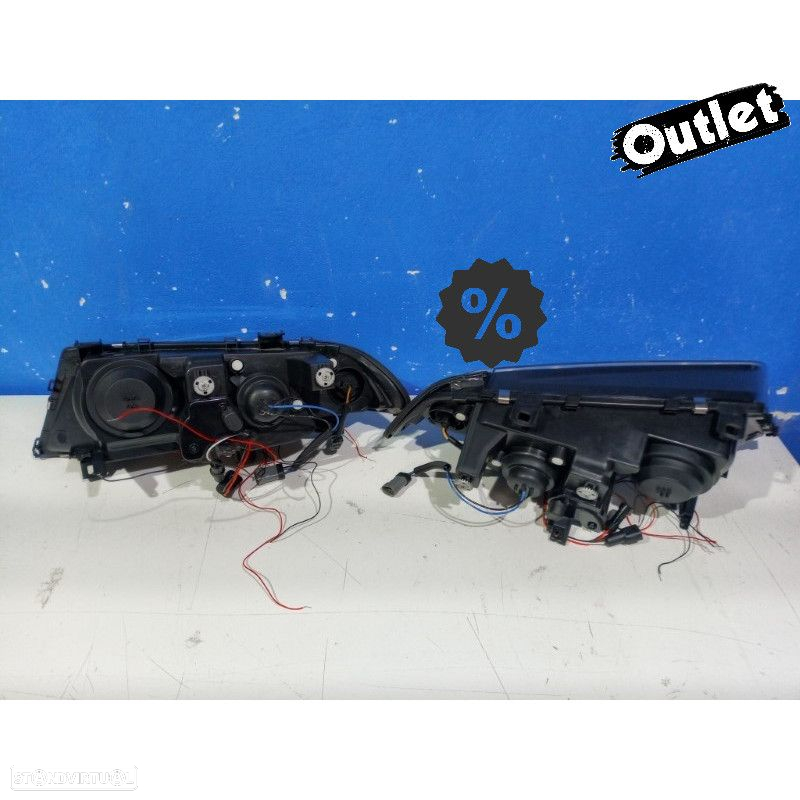 R145033C1 FARÓIS BMW SÉRIE 3 E46 4 PORTAS 98-01 ANGEL EYES CCFL FUNDO PRETO H1 H - 3
