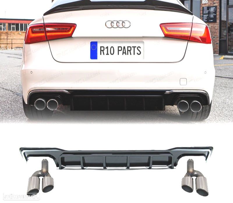 DIFUSOR AUDI A7 19-23 LOOK S7 PRETO BRILHANTE - 1