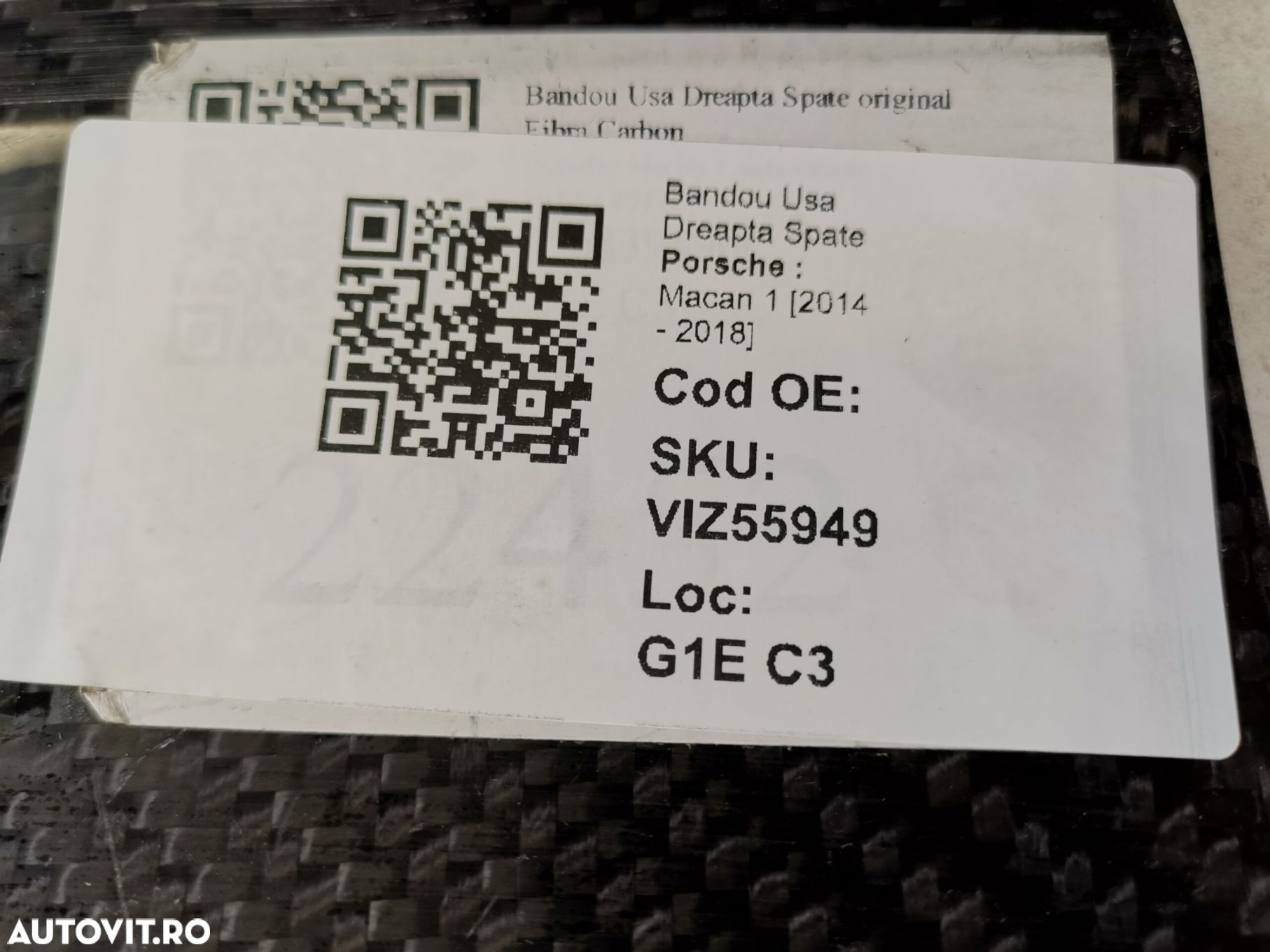 Bandou Usa Dreapta Spate Din Carbon Porsche  Macan 1 [2014 - 2018] Ori - 8