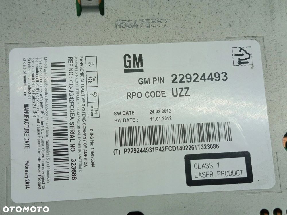 RADIO CZYTNIK CD 22924493 Opel Astra IV INSIGNIA A - 6