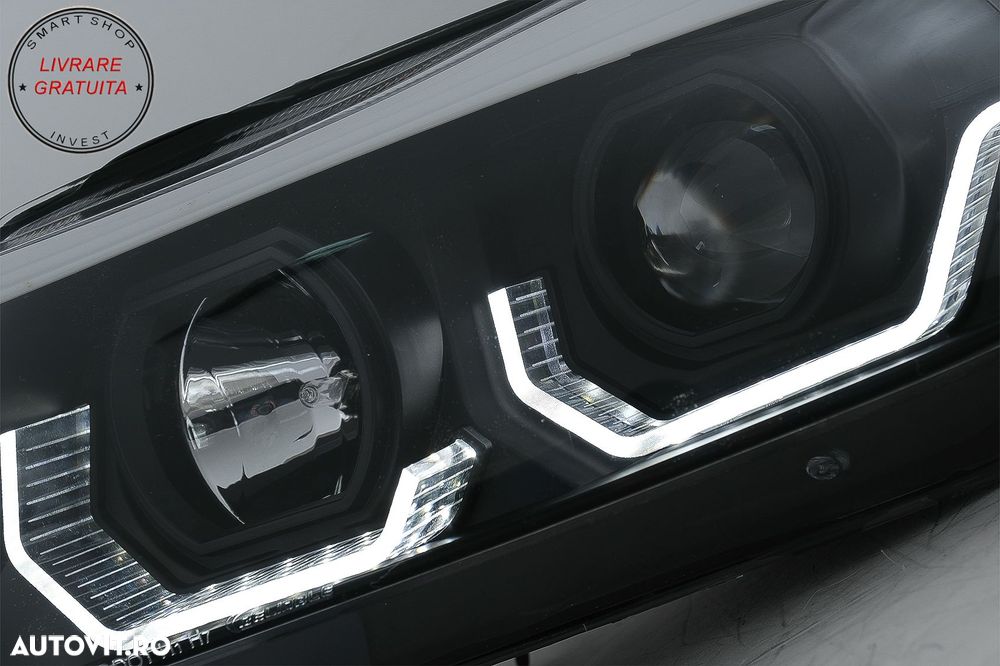 Faruri 3D LED Angel Eyes BMW Seria 3 Limousine E90 Touring E91 (03.2005-08.2008) L- livrare gratuita - 3