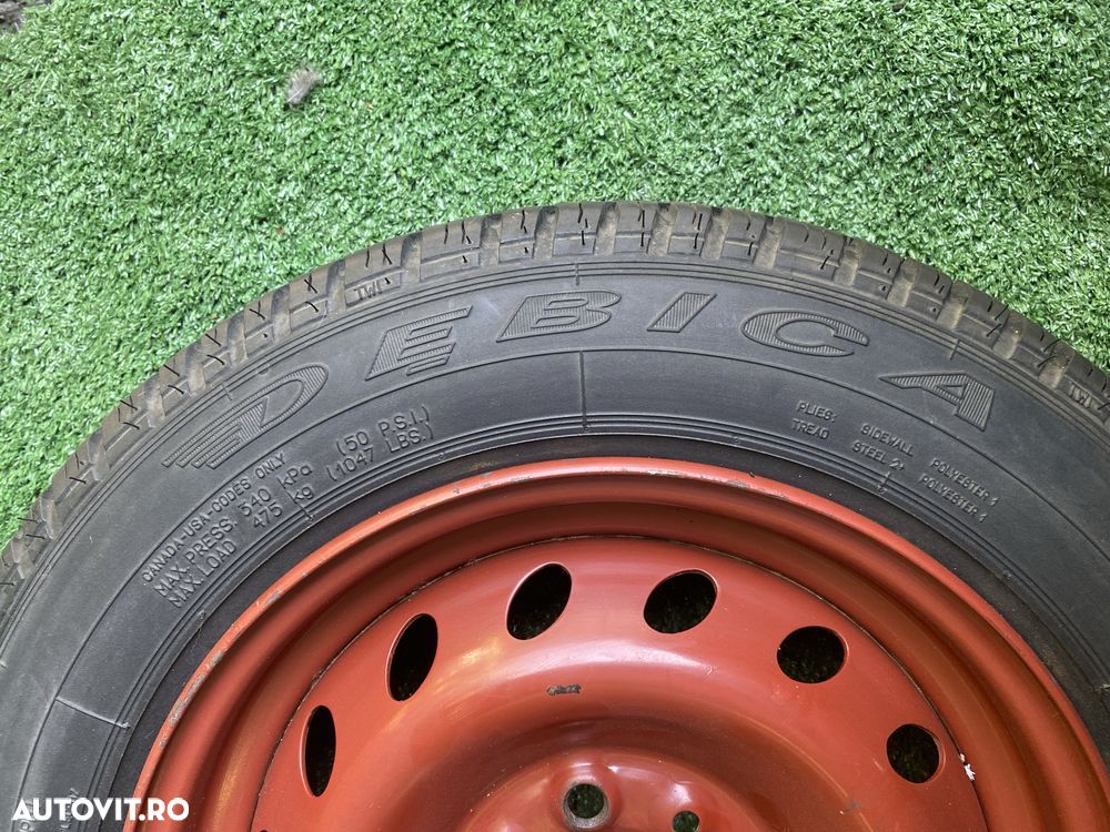 Roata rezerva originala Fiat 500 Lancia 4X98 cu anvelopa 135 80 13 - 4