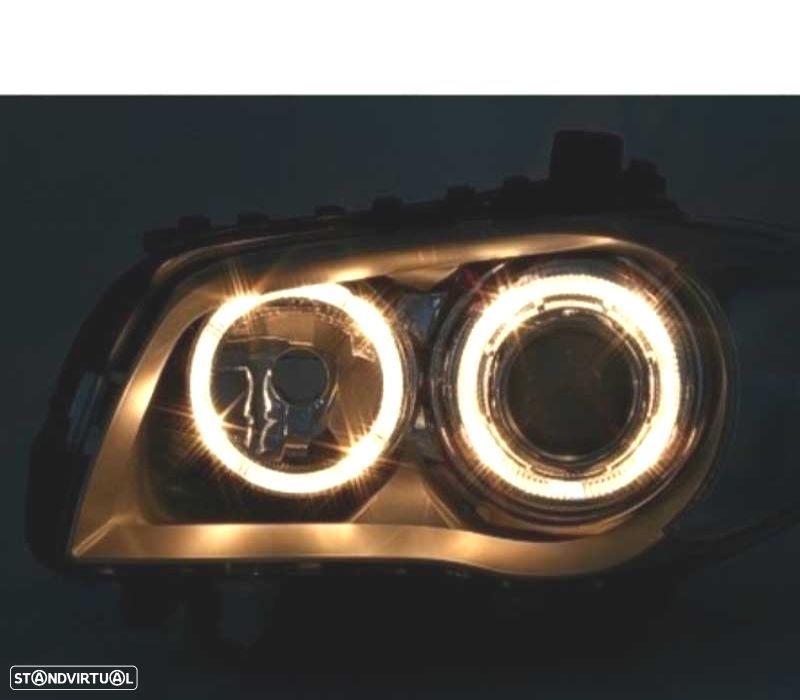 FARÓIS BMW E81 E87 E82 E88 OLHOS DE ANJO FUNDO CROMADO CINZA - 3
