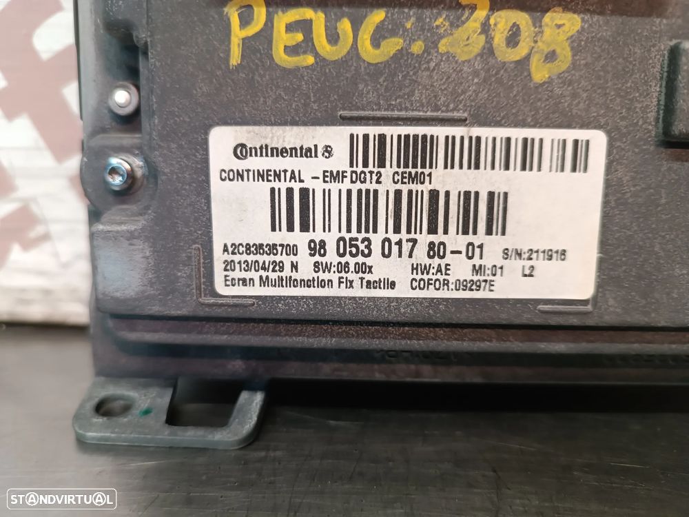 ECRÃ / DISPLAY MULTIFUNÇÕES NAVEGAÇÃO PEUGEOT 208 / 2008 9805301780 - 01 A2C83535700 - 3