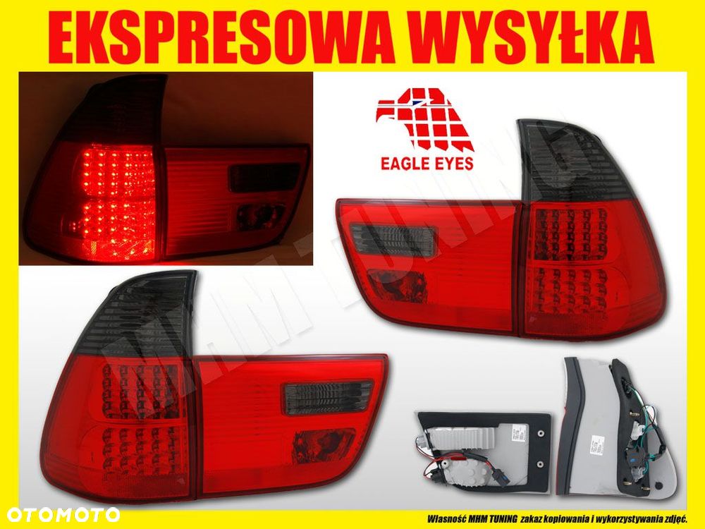 Lampy tyl ne 4szt kpl LED Tuning Lift look Red Smoke BMW X5 E53 1999-2006 - 2
