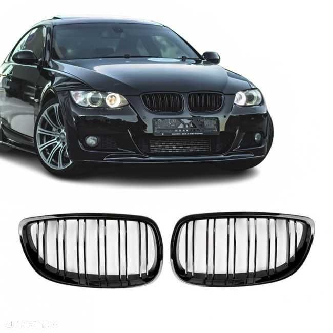 Grile Duble Bara Fata Nari M Style BMW E92 E93 Pre-FACELIFT // FACELIFT, Negru Lucios - 1
