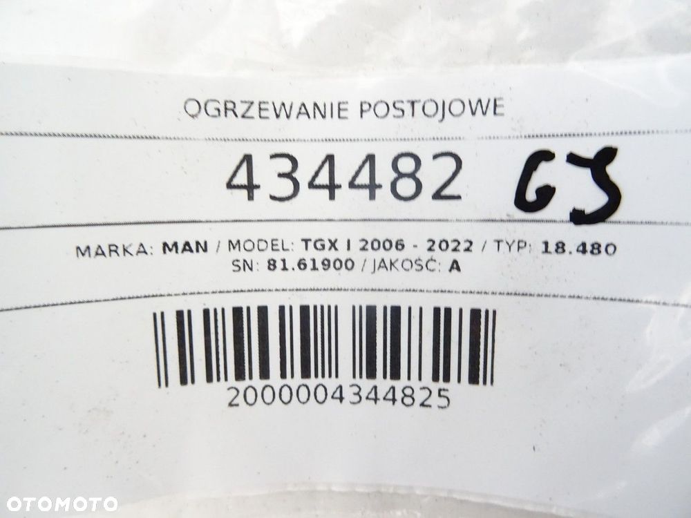 OGRZEWANIE POSTOJOWE AIRTRONIC M  MAN TGX I 2006 - 2022 18.480 353 kW [480 KM] 4x2 2007 81.61900 - 7