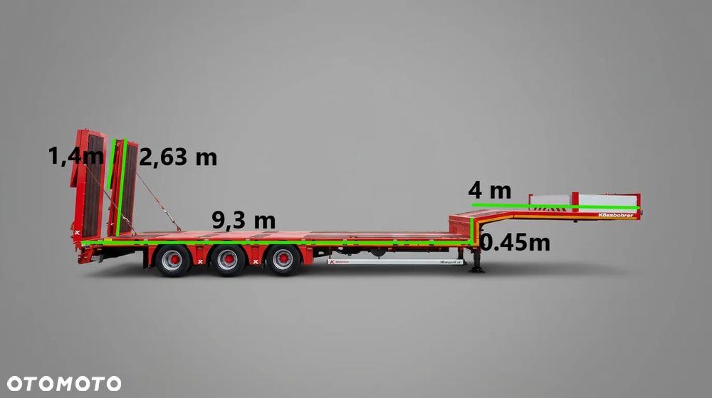 Kassbohrer NACZEPA LAWETA NISKOPODWOZIE / NAJAZDY HYDRAULICZNE  / POSZERZANA/ 3 OSIOWA / OŚ PODNOSZONA / SKRĘTNA - 2
