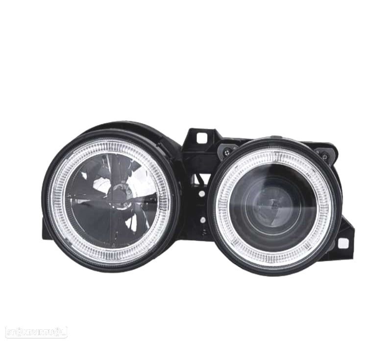 FARÓIS FRENTE ANGEL EYES BMW SERIE 3 E30 FUNDO PRETO - 3