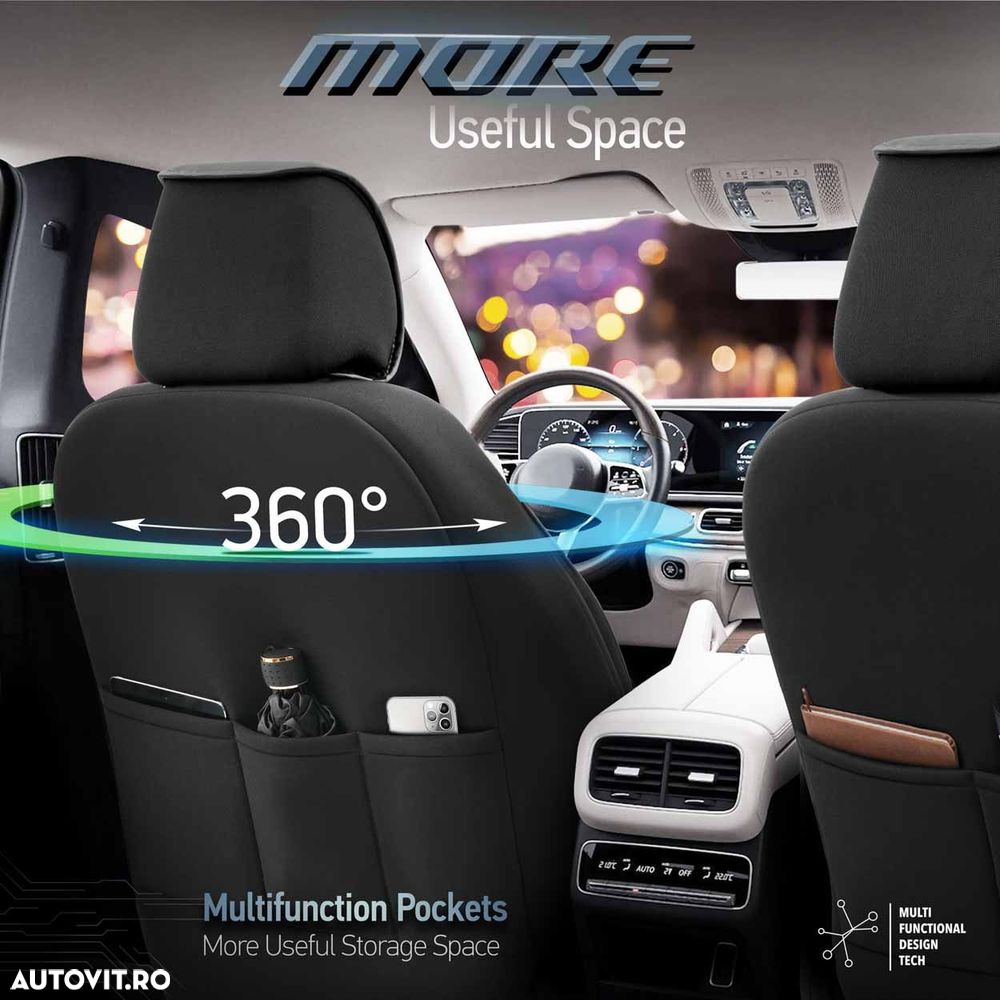 Set huse scaune Premium, Universale, fractionate Otom Horizon 1808 negru/fumuriu - 4