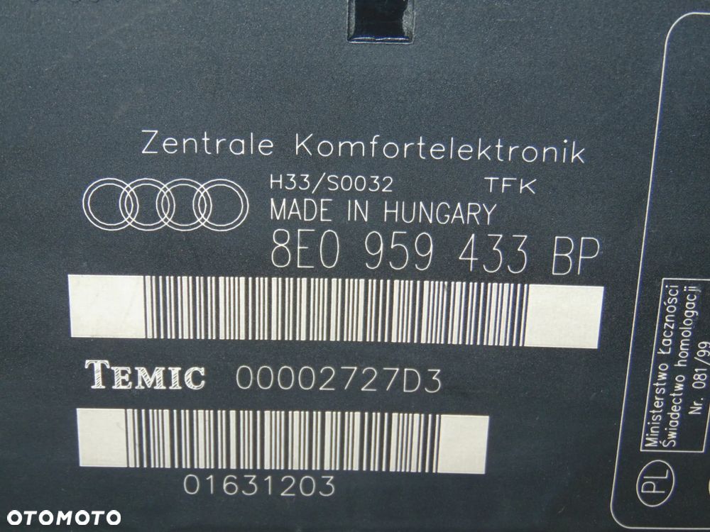 ORYGINAŁ moduł komfortu 8E0959433BP Audi A4 B7 , 04-08r - 2