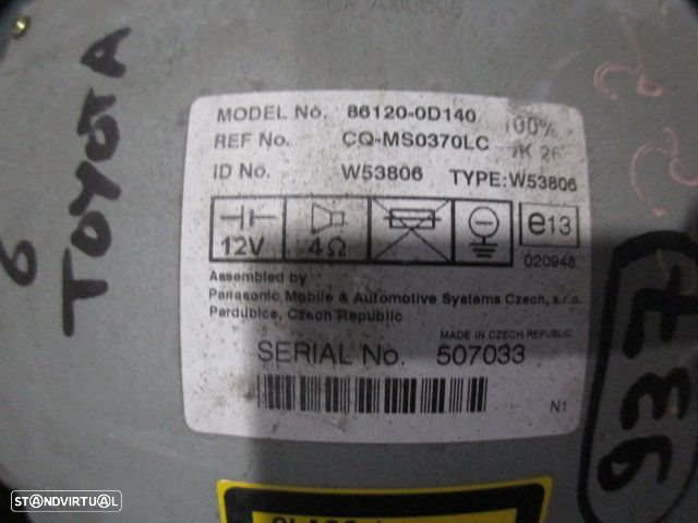 Radios 861200D140 CQMS0370LC  TOYOTA YARIS 1 FASE 2 2003 1.0I 65CV 5P CINZENTO CZECH REPUBLIC W53806 - 4