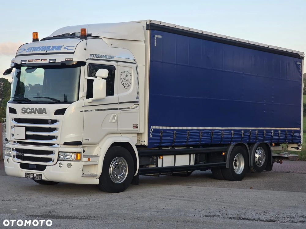 Scania G360 / BURTO-FIRANKA / 3 OSIE / WINDA / 20PALET / E6 / SYPIALNA KABINA / SPROWADZONY / JAK NOWA  PRZEBIEG 490TYŚ / ŁADOWNOŚĆ 14500KG / - 14