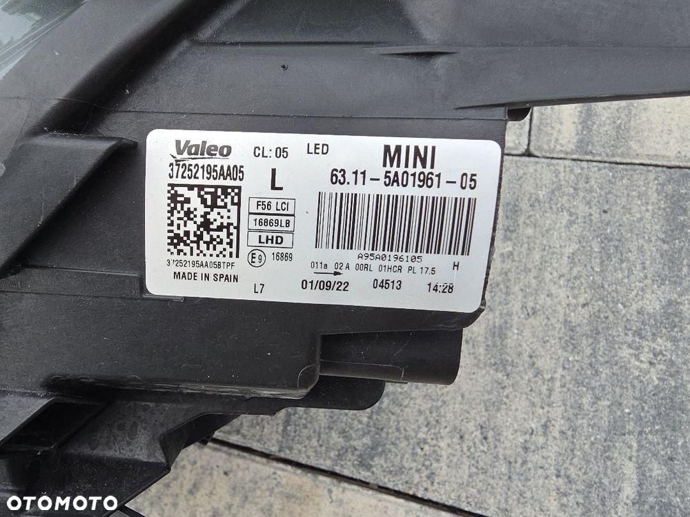 MINI F56 F55 F54 LIFT LCI Lampa lewa przód Full Led 6311-5A01961-05 Czarna - 11