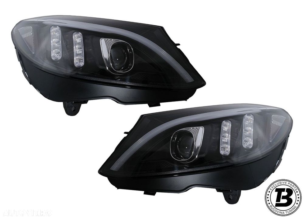 Faruri LED compatibile cu Mercedes C Class W205 Black Design - 11