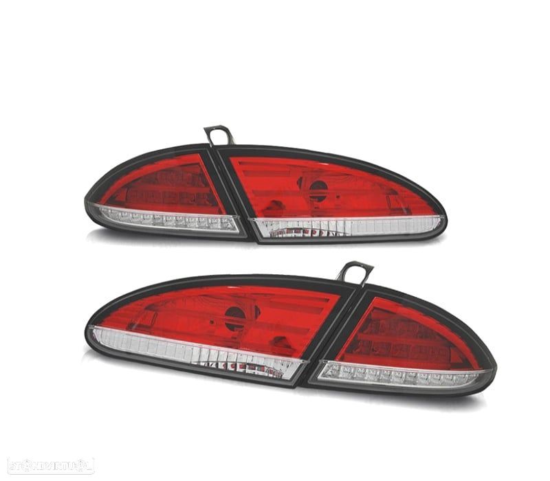 FAROLINS TRASEIROS LED SEAT LEON 1P 04-09 VERMELHO CROMADO - 1
