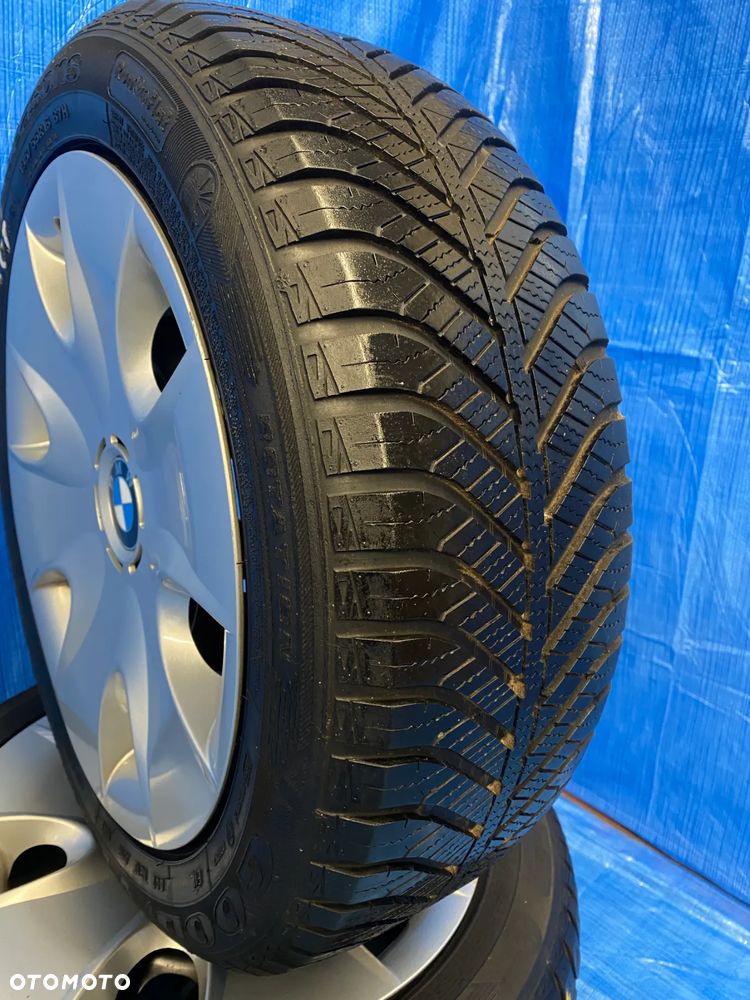 KOŁA KOŁO FELGA STALOWE 6,5J 16" 5X120; 72,6mm KOMPLET  OPONY CAŁOROCZNE RUNFLAT GOODYEAR 5,4mm  KOŁPAKI OE BMW 1 SERIA E81 E87  3 SERIA E36 E46 E90 E91 ITP. - 12