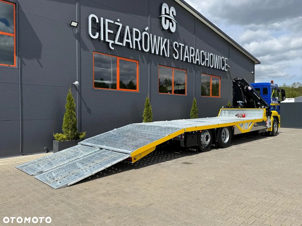 MAN TGS TGX 26.360 E5 laweta uniwersalna 9,36m + Dźwig HDS HMF 1420 K2 / platforma do przewozu kontenerów / pomoc drogowa / platforma / kran krane dzwig hds żuraw - 3