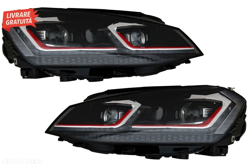 Faruri LED Bi-xenon Look VW Golf 7 VII (2012-2017) Facelift G7.5 GTI Design cu Sem- livrare gratuita - 1