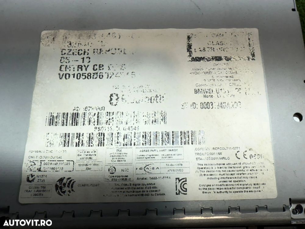 SISTEM RADIO CD BMW SERIA 1 F20 116D 1.6 DIESEL 2013 COD OEM 65129270365 / 9270365 / HATCHBACK 2011-2019 - 8