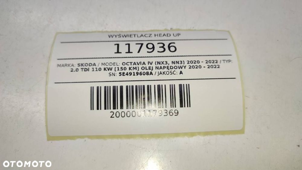 WYŚWIETLACZ HEAD UP HUD 5E4919608A SKODA OCTAVIA IV LIFT EUROPA - 7