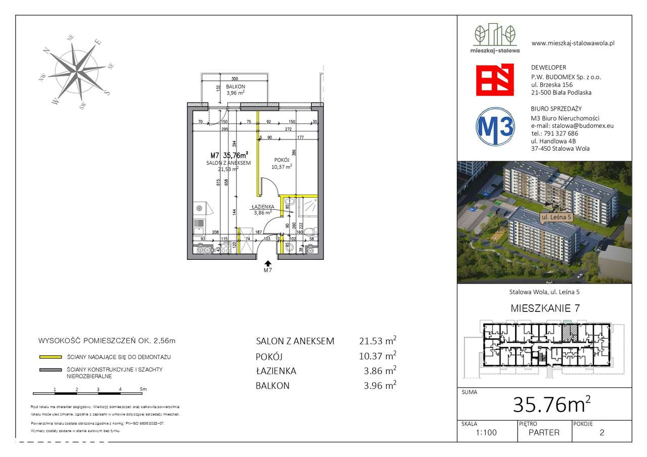 Mieszkaj - Stalowa: Nowe 2 pokoje z balkonem, 1. piętro z windą.