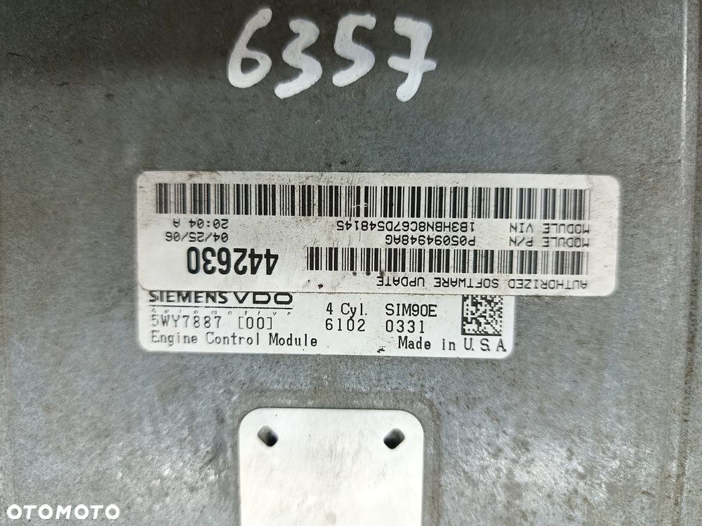 KOMPUTER, STEROWNIK DODGE CALIBER P05094948AG  442630 5WY7887 VDO 1.8 16V - 4