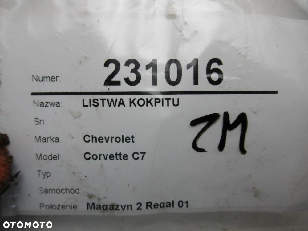 LISTWA KOKPITU  CHEVROLET CORVETTE (C7) 2013 - 2022  95240 - 10