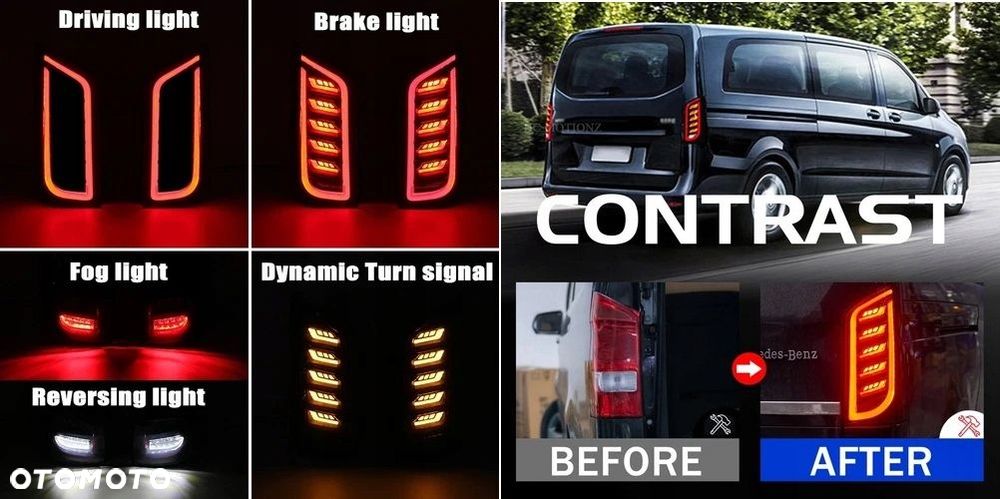 Lampy tylne kpl Vland Led Neon Tuning Smoke Mercedes Vito V-klasa 447 Klapa - 9