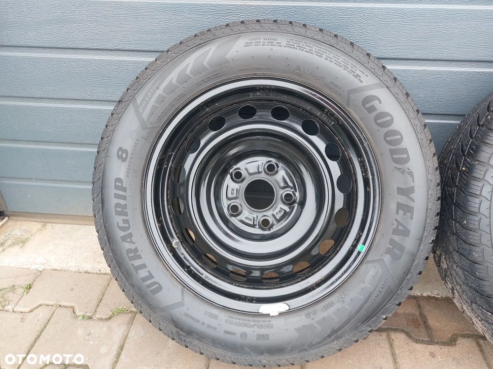 TOYOTA AURIS COROLLA FELGI STALOWE R16 6.5J ET45 5X114.3 OPONY ZIMOWE 205/65 R16 GOODYEAR ULTRAGRIP 8 DOT22 KOŁPAKI - 8