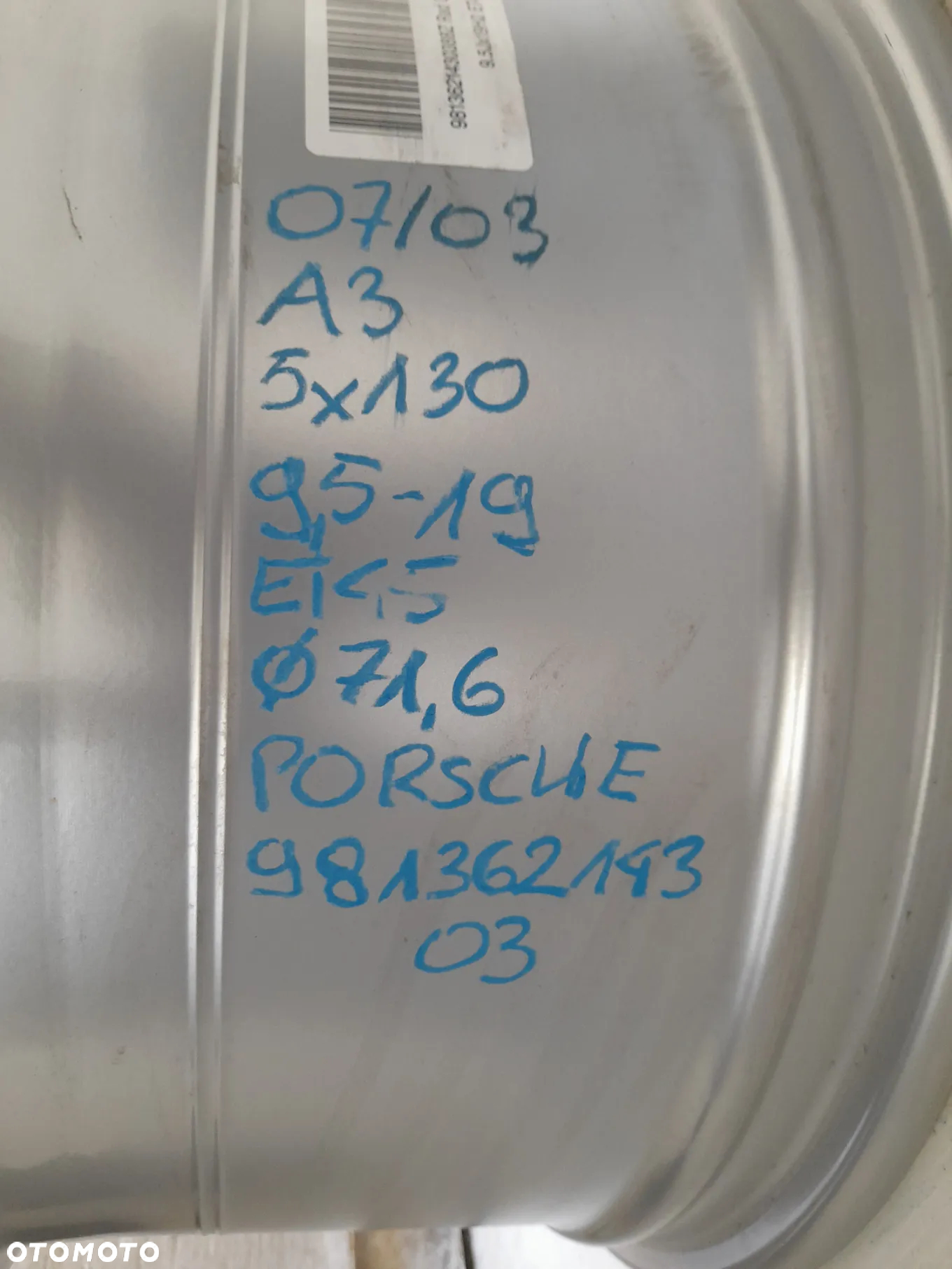 Felga aluminiowa Porsche OE 98136214303 9.5" x 19" 5x130 ET45 - 2
