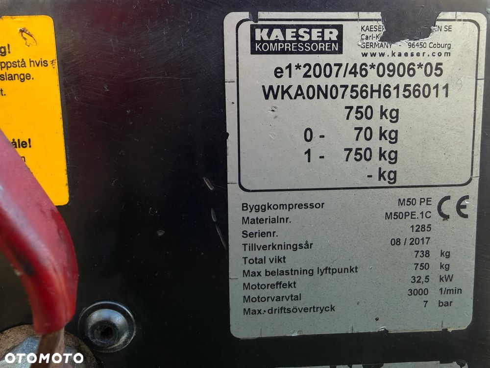 Kubota Kaeser M52 Kompresor Śrubowy Sprężarka 5,7m3. Przyczepka jezdna do rejestracji jako pojazd. 2018 rok. Regulacja ciśnienia bar od 3-8. Silnik Kubota 4cylindry. 50km. Potężna moc. Sprowadzony z Norwegii. Maszyna jak Nowa z Salonu! 1340 mtg. Okazja. Zadbana Maszyna. Dokumenty do rejestracji, książka KAESER - 3