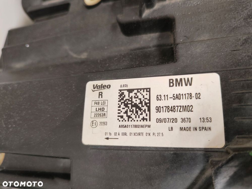 lampa prawa przód bmw x1 f48 lci lift full led eu 5a01178-02 - 5