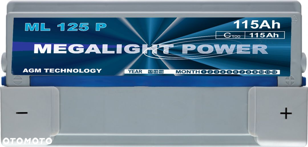 Akumulator Megalight AGM 12V 115Ah Łodzie BOATS - 2
