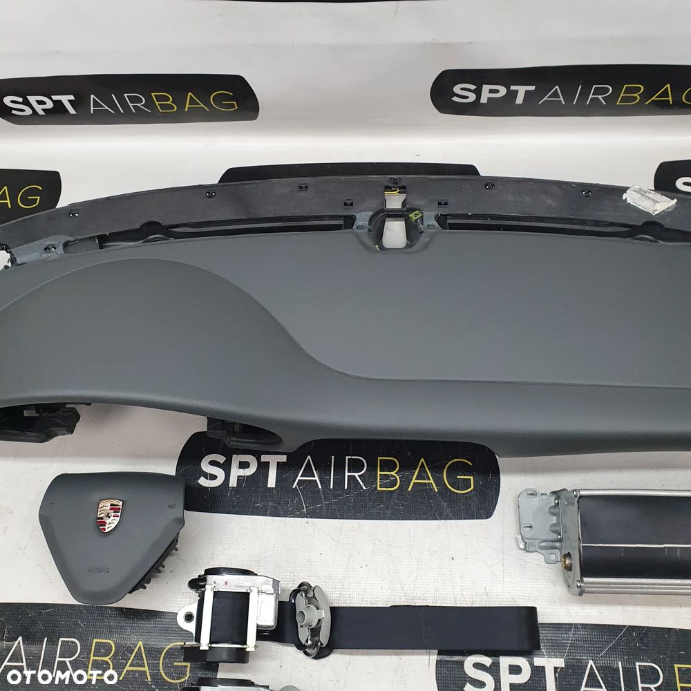 PORSCHE 997 SZARA DESKA ROZDZIELCZA KONSOLA KOKPIT PULPIT PODUSZKI AIRBAG AIR BAG PASY KIT SET - 3