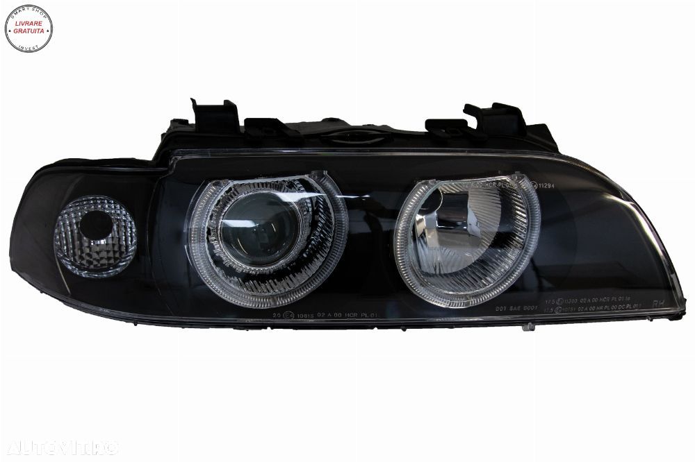 Faruri Angel Eyes BMW Seria 5 E39 Sedan Touring (1996-2003) Editie Negru Gri- livrare gratuita - 4