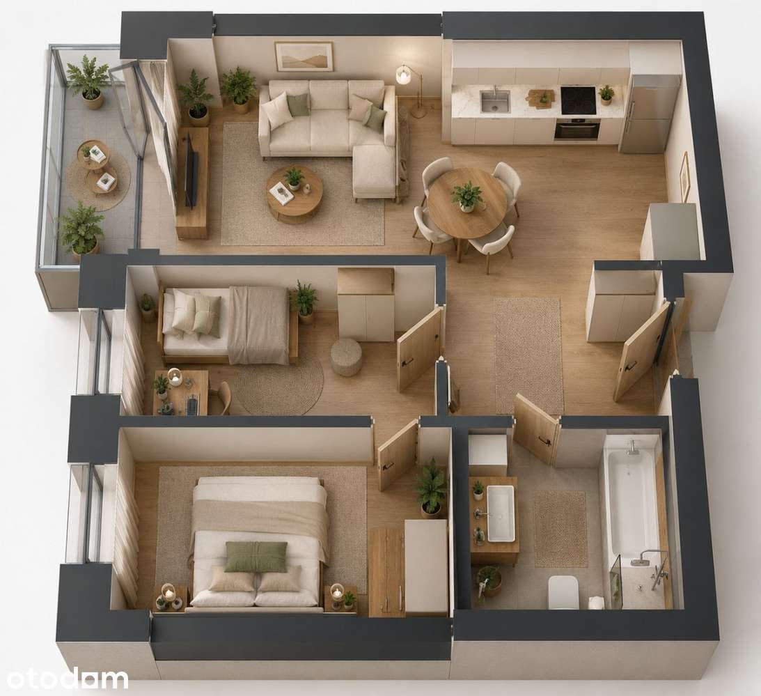 2-soban stan, 52 m²