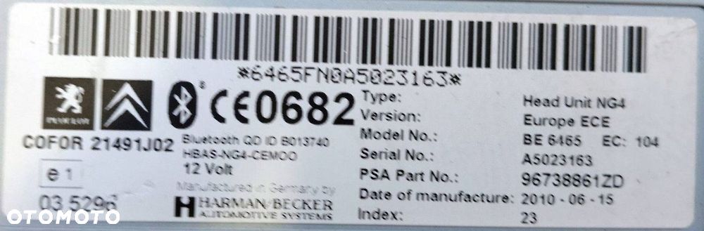 CITROEN C5 X7 RADIO RADIOODTWARZACZ 96738861ZD - 4