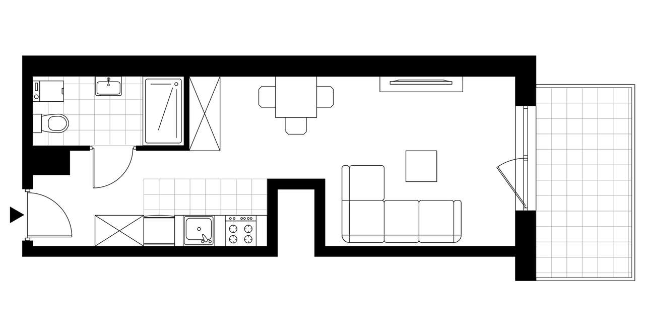 1-pokojowe mieszkanie 28m2 + balkon - Pełny obrazek: 3/21