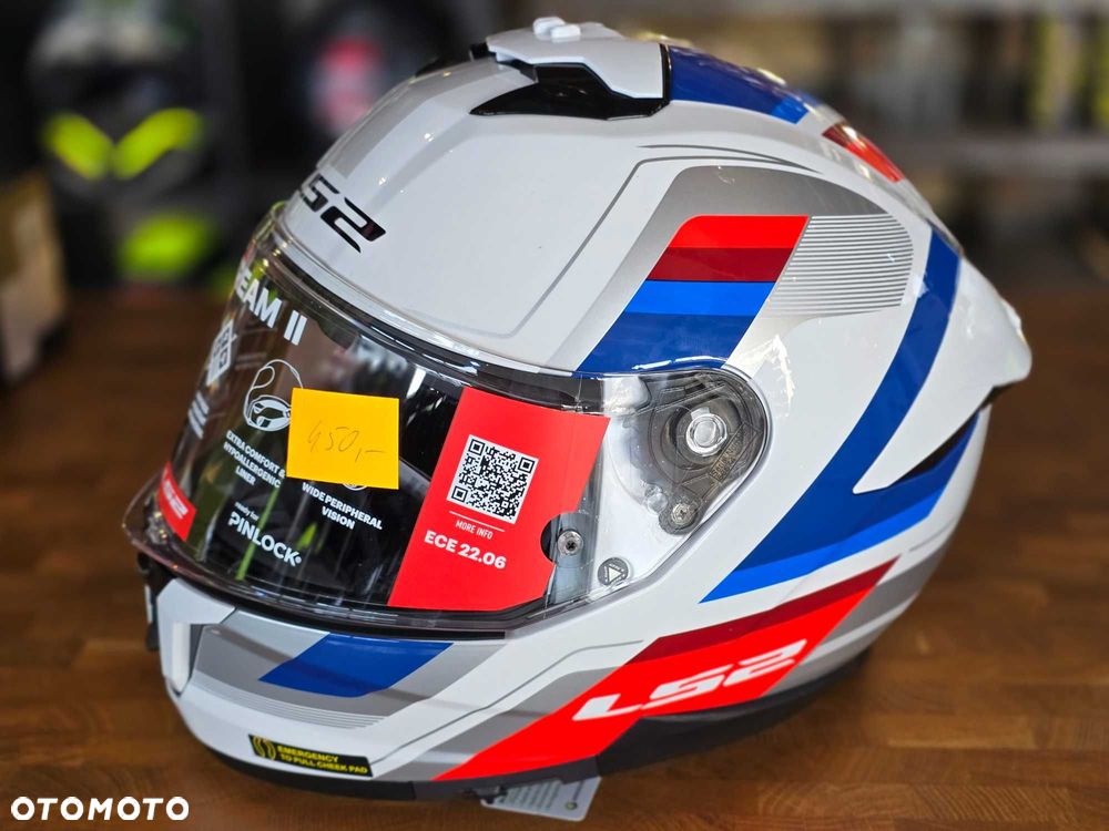 Kask motocyklowy ls2 stream II kolor niebieski bialy czerwony vintage - 2